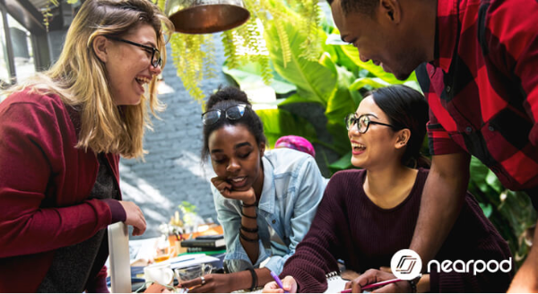 Nearpod’s Social and Emotional Learning content people chatting around table