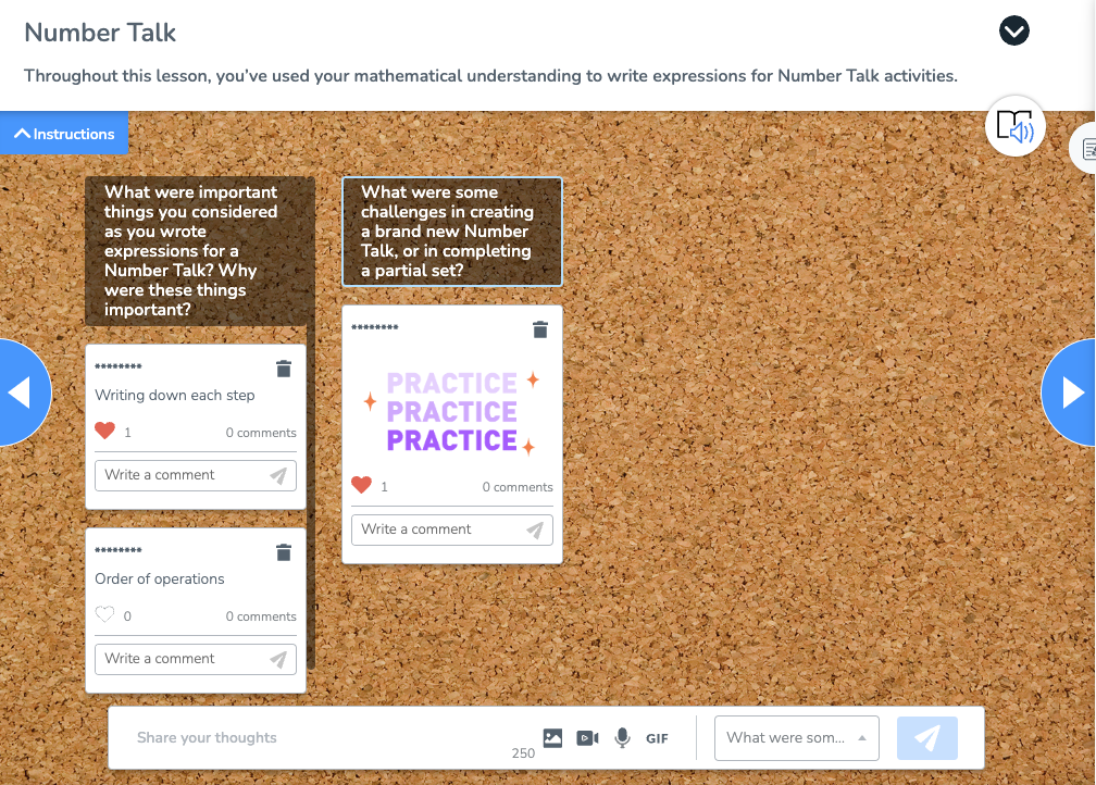 Collaborate Board example for teaching Number Talk